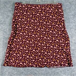 FREE PEOPLE Irl‎ Disty Skirt Size 10 Burgundy Floral Knee Length NWOT